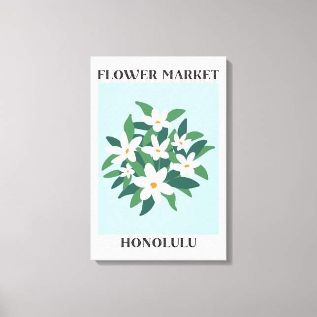 Blommarknad Honolulu Vit Jasmin Blomma Canvastryck (Framsida)