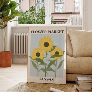 Blommarknad Kansas Gul Solros Blommig Poster