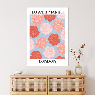 Blommarknad London Rosor Blush Rosa Röda Rosor Canvastryck