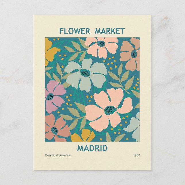 Blommarknad Madrid Print Vykort (Framsida)