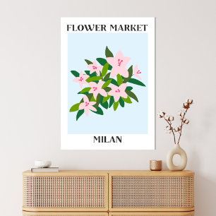Blommarknad Milano Rosa Lilja Blomma Blomster Canvastryck