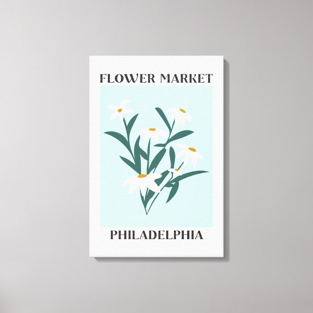 Blommarknad Philadelphia Vit Tusenskönas Blomstera Canvastryck (Framsida)