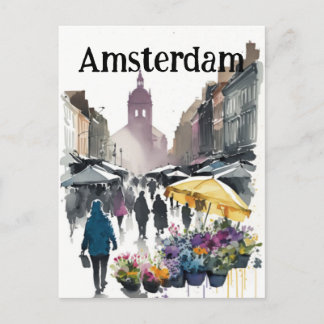 Blommarknaden i Amsterdam Vykort