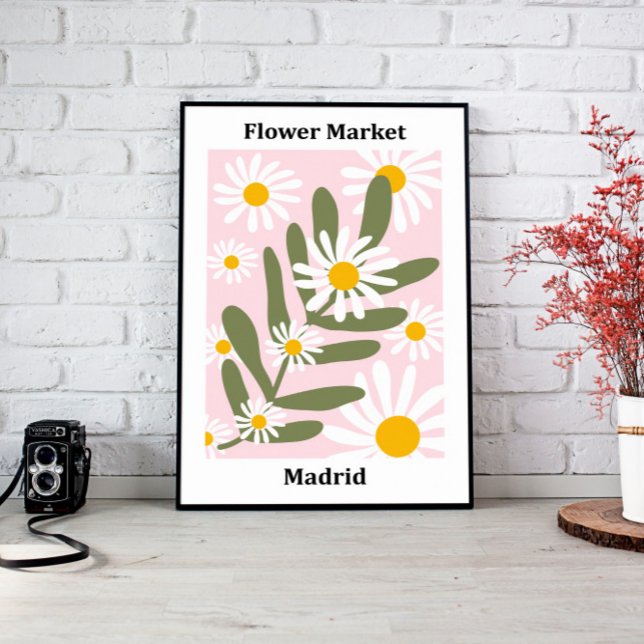Blommarknaden Madrid, väggkonst design Canvastryck (living room décor, above bed wall art, modern home décor, nursery wall art, large wall décor, canvas)