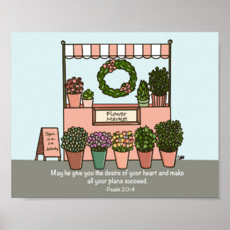 Blommarknaden Psalm 20:4 Digital Art-utskrift Poster