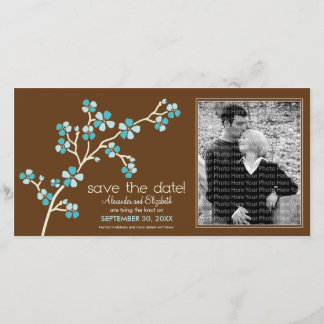 Blommarna Aqua/Brown Cherry Spara datumfotokortet Datumet