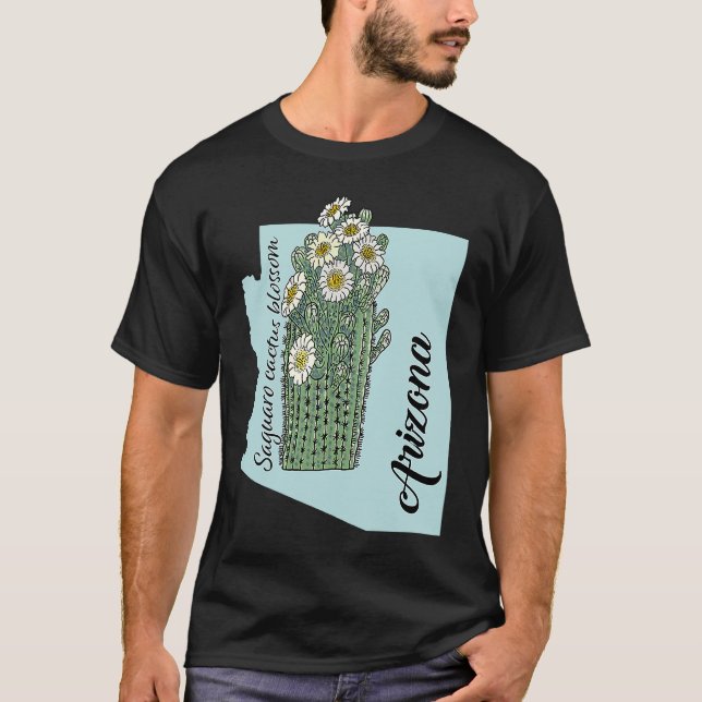 Blommarna Arizona Flower Saguaro cactus T Shirt (Framsida)