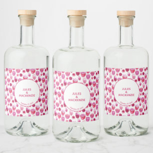 Blommarna Blommigt med Rosa  i Bröllop Spritflaskor Etikett