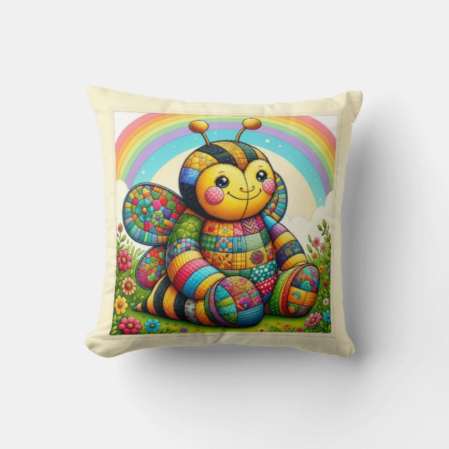 Blommarna Buzzy Patchwork Kudde (Framsida)