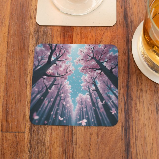 Blommarna Canopy Himmel - Anime Stil Underlägg Papper Kvadrat (Skapare uppladdad)