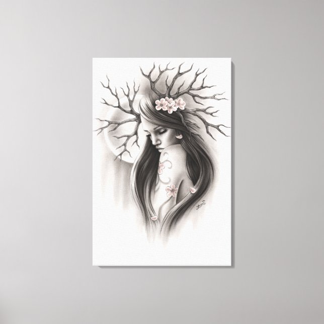 Blommarna Canvas i början av körsbärssystemet i Vå (Framsida)