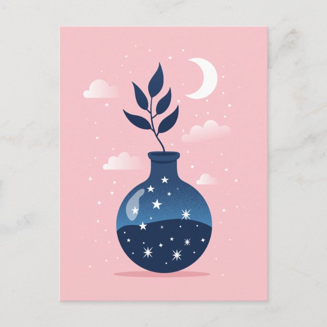 Blommarna Celestial Starry Night Helg Vykort (Framsida)