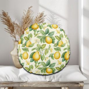 Blommarna Citrus i Medelhavet Rund Kudde