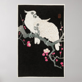 Blommarna Cockatoos and Plum av Ohara Koson Poster