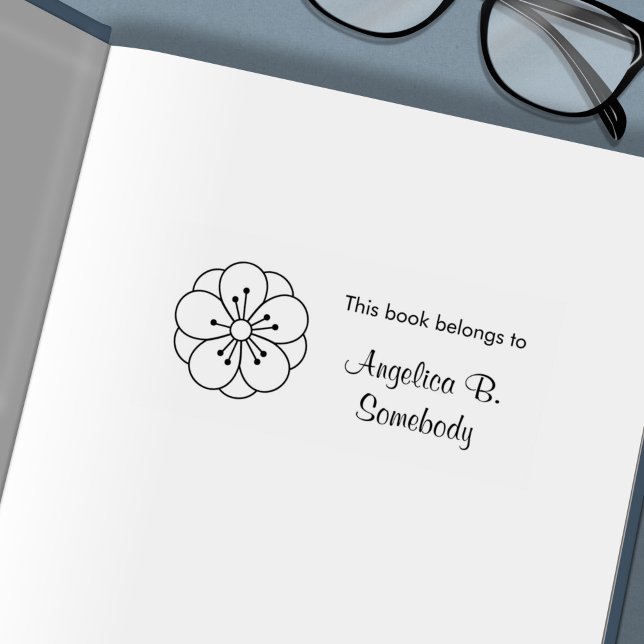 Blommarna Flower Bookplate för Sakura Cherry Självfärgande Stämpel (Skapare uppladdad)