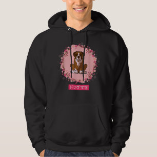 Blommarna för Funny Boxer Hund Mamma Sakura Cherry Hoodie