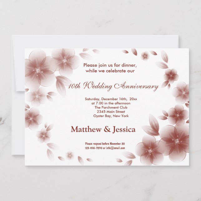 Blommarna för indiskt rödkörsbär inbjudningar (Framsida)