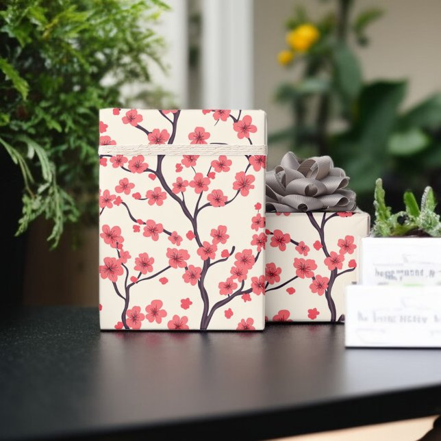 Blommarna för rosa och rödkörsbär presentpapper (Skapare uppladdad)