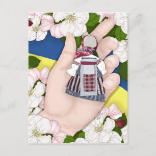 Blommarna för ukrainska folkdoll, Motanka och äppl Helg Vykort