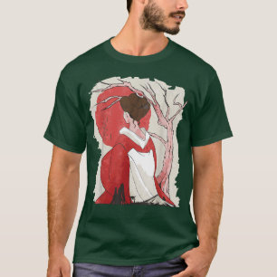 Blommarna Geisha Japan Red Måne Cherry Peach Träd T Shirt