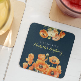 Blommarna HöstFödelsedagsfesten Fall Fete Orange ( Underlägg Papper Kvadrat