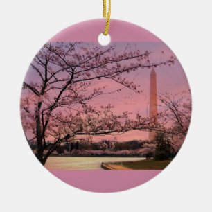 Blommarna i Washington Monument Cherry Julgransprydnad Keramik