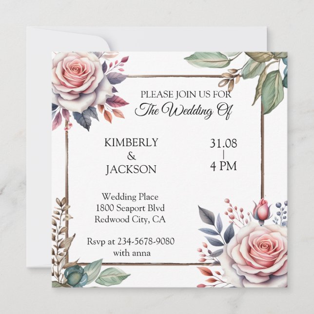 Blommarna Kärlek Inbjudningar (Framsida)