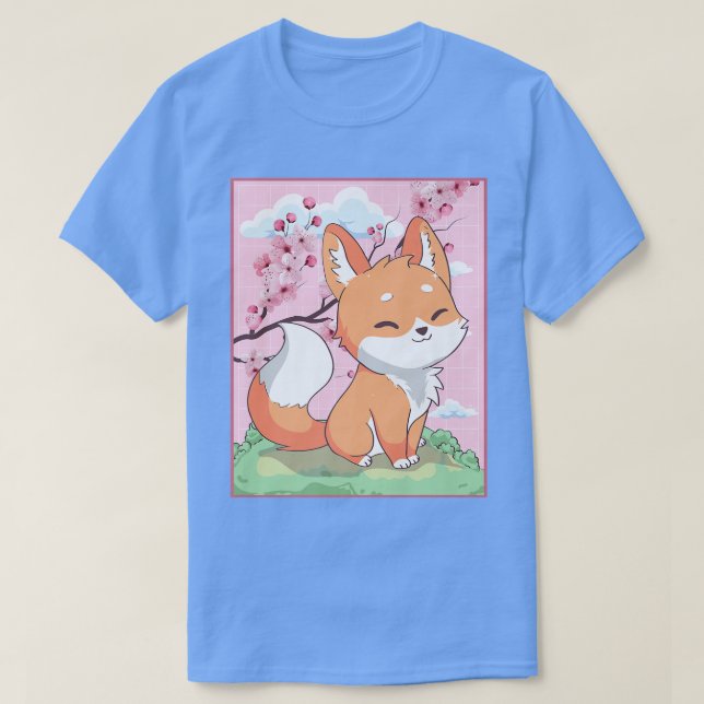 Blommarna Kawaii Fo Japansk Kitsune Sakura Cherry T Shirt (Design framsida)