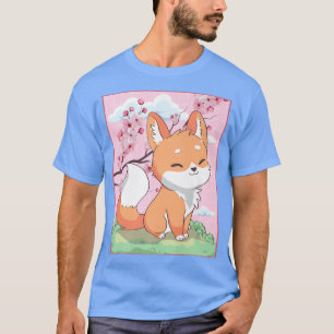 Blommarna Kawaii Fo Japansk Kitsune Sakura Cherry T Shirt