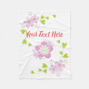 Blommarna Kawaii Stil Sakura Cherry Träd Fleecefilt