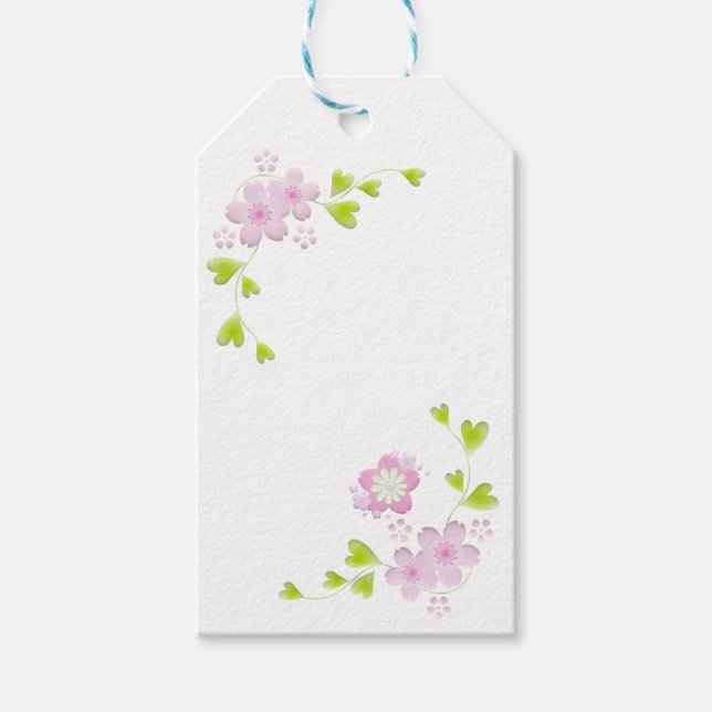 Blommarna Kawaii Stil Sakura Cherry Träd Presentetikett (Framsidan)