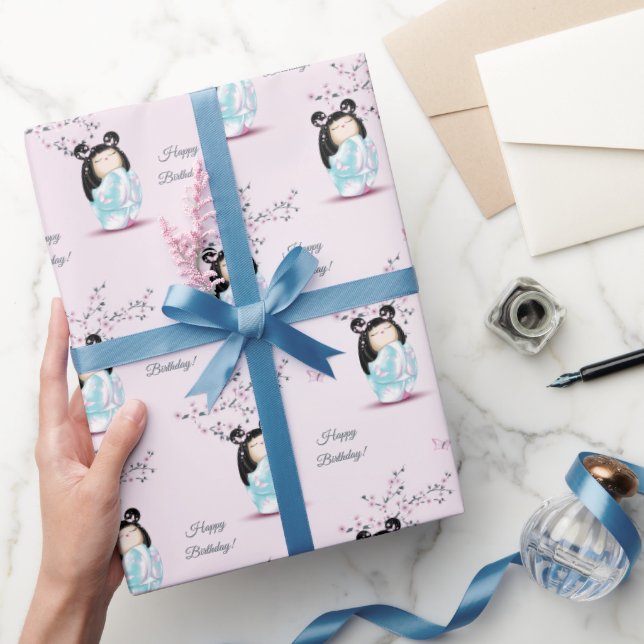 Blommarna Kokeshi Doll Cherry | Flickans födelseda Presentpapper (Gifting)