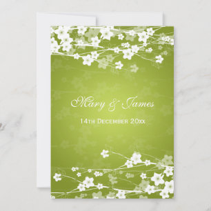 Blommarna Lime Green för körsbär i Elegant bröllop Inbjudningar