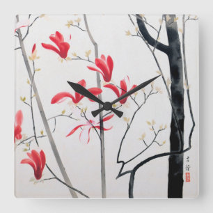 Blommarna Magnolia Träd, Kobayashi Kokei Fyrkantig Klocka