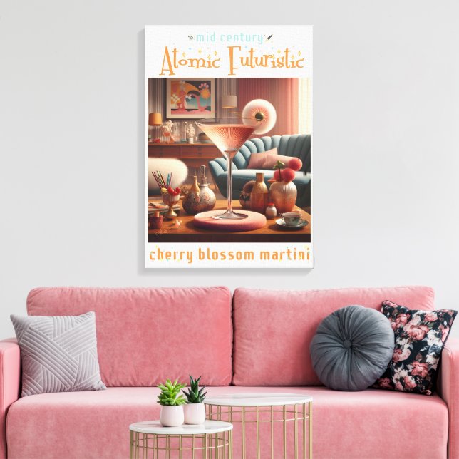 Blommarna Martini för atomFuturistiska Cherry Canvastryck (Insitu (Vardagsrum))
