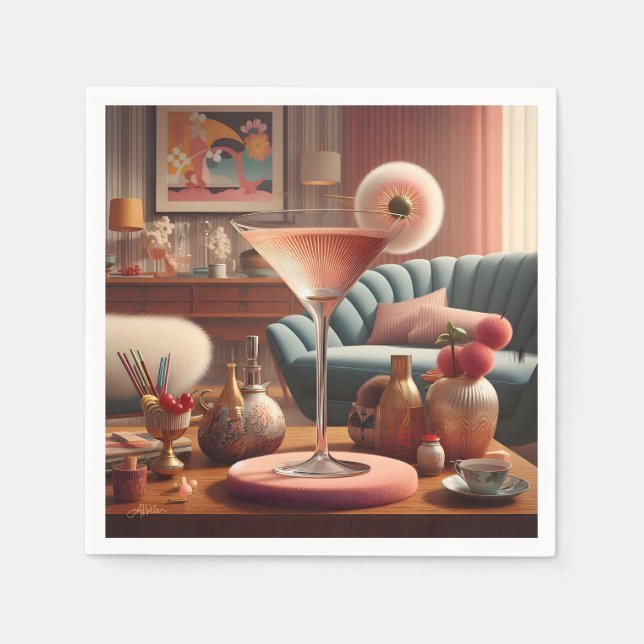 Blommarna Martini för atomFuturistiska Cherry Pappersservett (Framsidan)