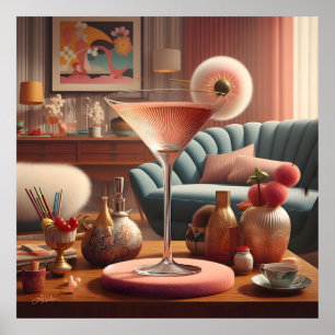 Blommarna Martini för atomFuturistiska Cherry Poster