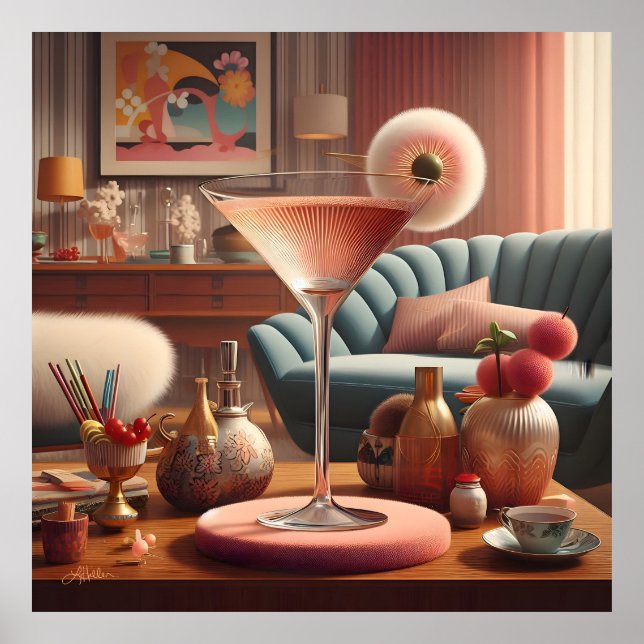 Blommarna Martini för atomFuturistiska Cherry Poster (Framsidan)