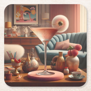 Blommarna Martini för atomFuturistiska Cherry Underlägg Papper Kvadrat