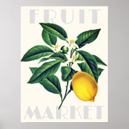 Blommarna Modern Retro Frukt Market Lemon Poster