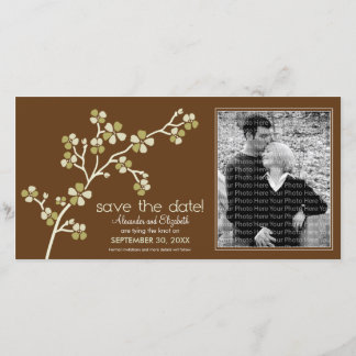 Blommarna Olive/Brown Cherry Spara datumfotokortet Datumet