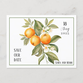 Blommarna orange Spara datum Vykort