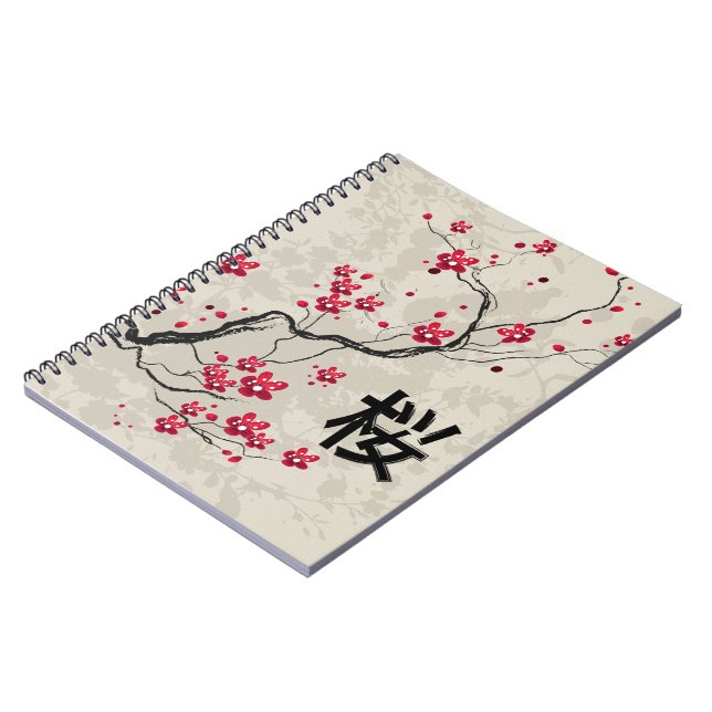 Blommarna Oriental Stil Sakura Cherry  Art Anteckningsbok (Vänstra Sidan)