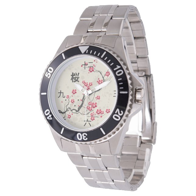 Blommarna Oriental Stil Sakura Cherry  Art Armbandsur (Vinklad)