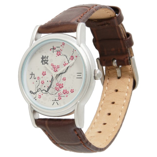 Blommarna Oriental Stil Sakura Cherry  Art Armbandsur (Vinklad)