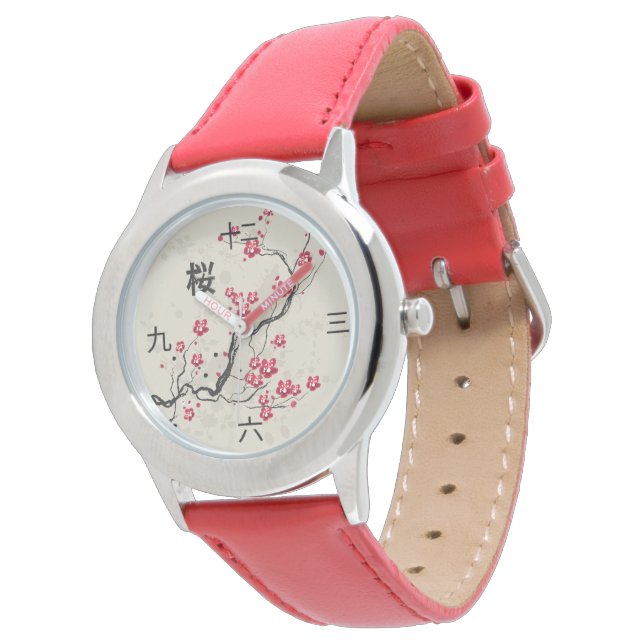 Blommarna Oriental Stil Sakura Cherry  Art Armbandsur (Vinklad)