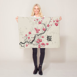 Blommarna Oriental Stil Sakura Cherry Art Fleecefilt
