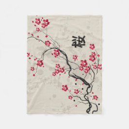 Blommarna Oriental Stil Sakura Cherry Art Fleecefilt