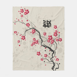 Blommarna Oriental Stil Sakura Cherry Art Fleecefilt