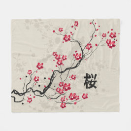 Blommarna Oriental Stil Sakura Cherry Art Fleecefilt